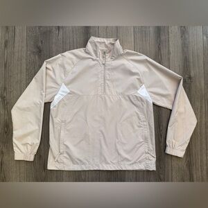 Nike Golf Pullover Jacket Beige White SZ Large Windbreaker Lightweight Pockets